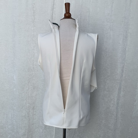 Lauren Ralph Lauren Cream Faux Wrap Draped Sleeveless Top Blouse - Picture 4 of 8